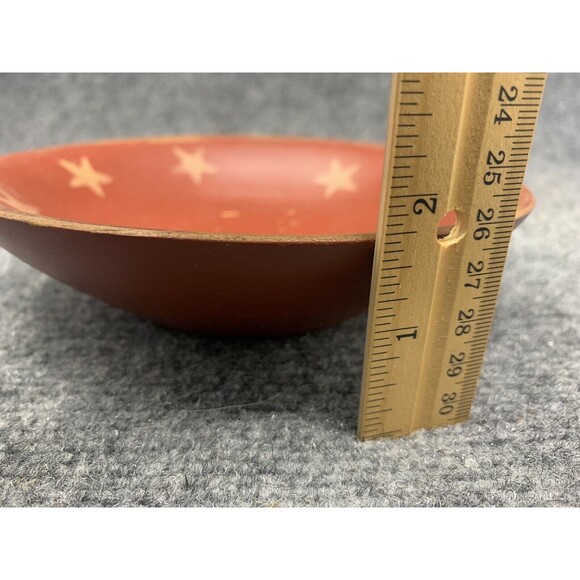 Wooded Painted Bowl With Star Pattern Handmade Country Decor Folkart Primitive - Picture 5 of 5